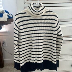 EUC JCrew blue and cream striped sweater size S